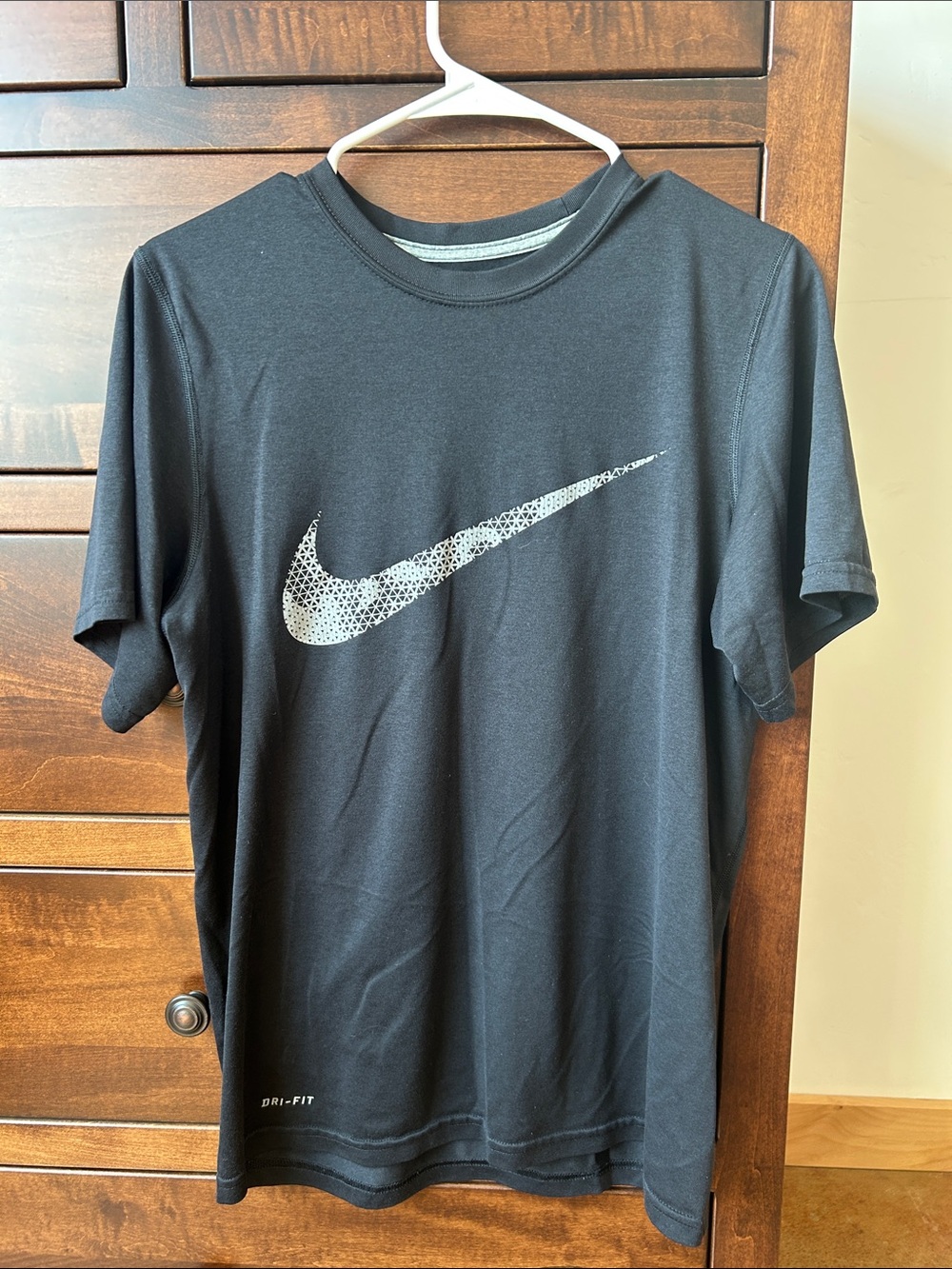 Nike Black Short-Sleeve Dri-FIT Tee with White Swoosh